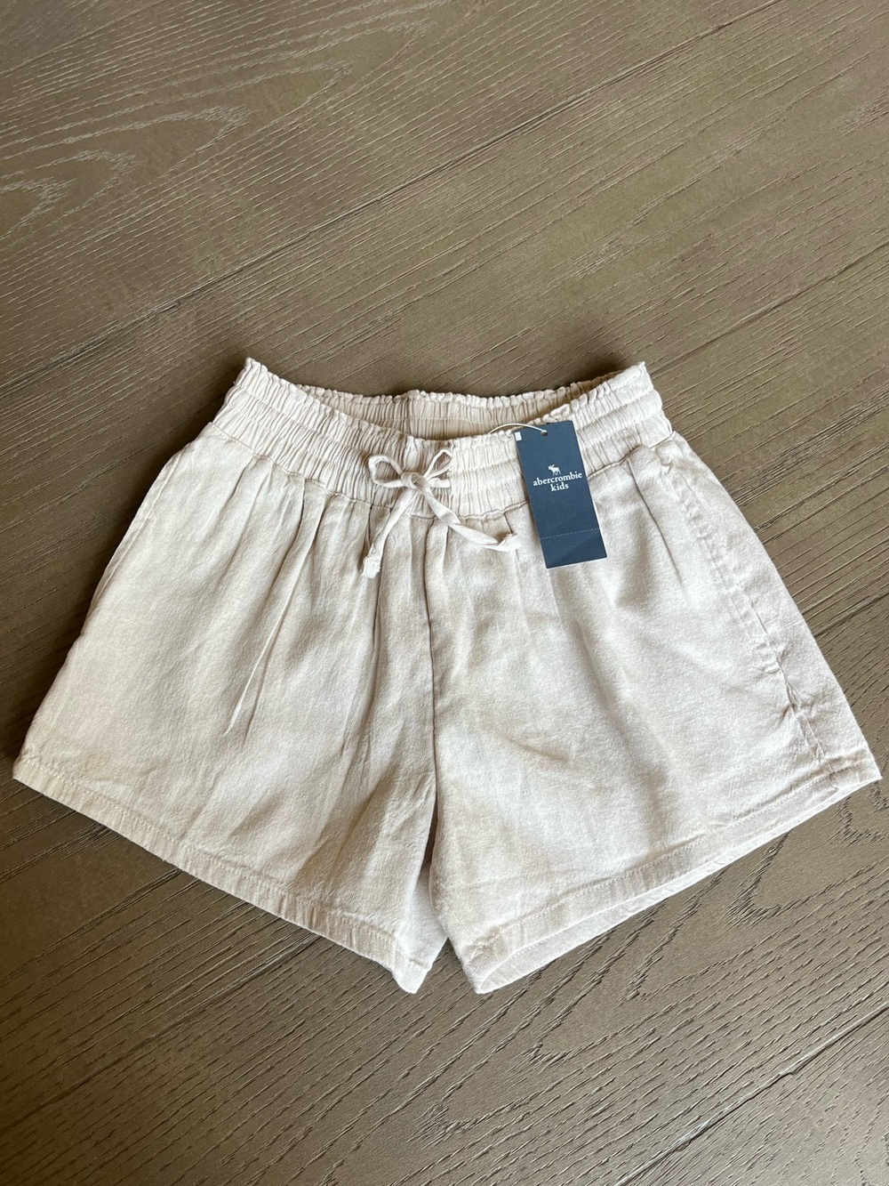 Abercrombie and Fitch Kids Linen Blend Girl Khaki Shorts Size 9/10 Brand NEW NWT